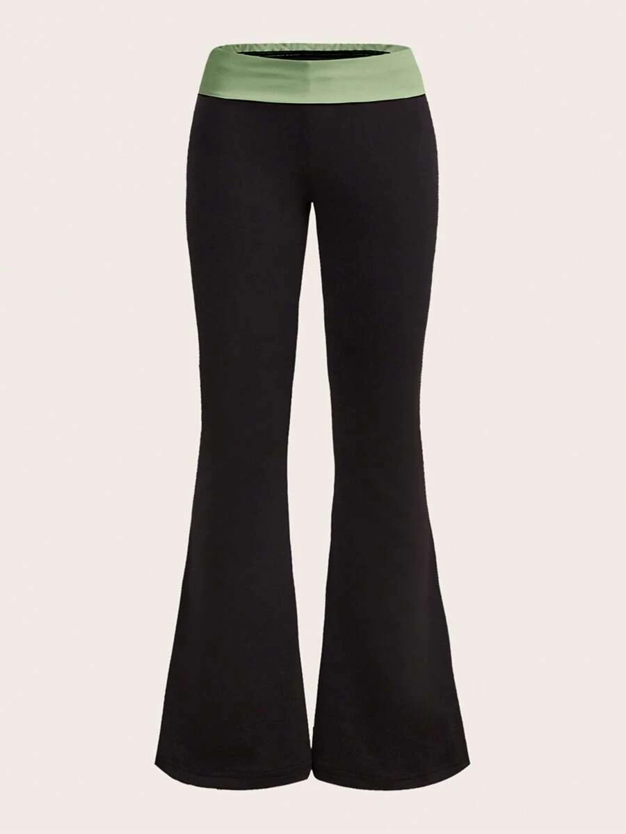 SHEIN ICON Quần nữ Khối Màu Giải trí - màu xanh lá - Xem 1
