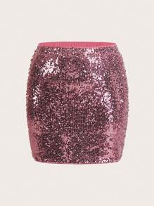 SHEIN ICON Hơn Kim sa Váy bodycon - Hồng - Xem 1