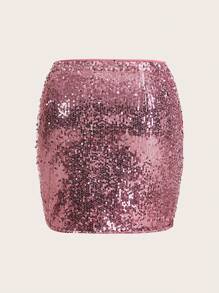 SHEIN ICON Hơn Kim sa Váy bodycon - Hồng - Xem 2