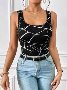 SHEIN Privé Geo Print Tank Top