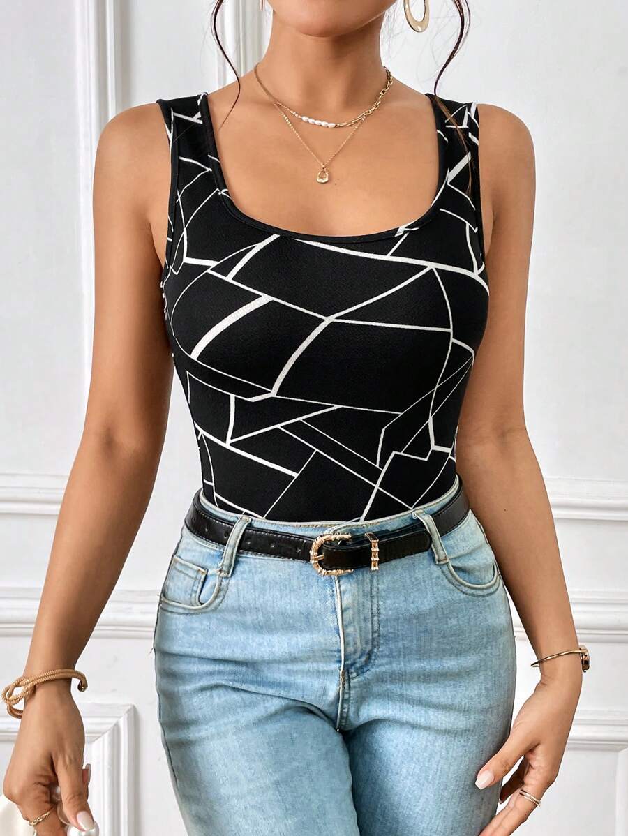 SHEIN Privé Geo Print Tank Top