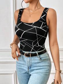 SHEIN Privé Geo Print Tank Top