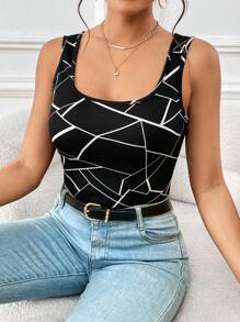 SHEIN Privé Geo Print Tank Top