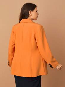 SHEIN Essnce Plus Lapel Collar Double Breasted Blazer - Orange - View 2