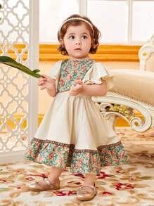 SHEIN Baby Girl Floral Print Ruffle Trim Top & Skirt - Multicolor - View 11