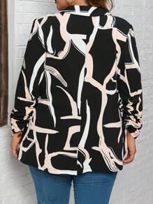 SHEIN LUNE Plus Graphic Print Open Front Blazer