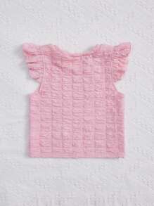 SHEIN 小女童荷葉邊T恤 - 淺粉色 - 查看 2