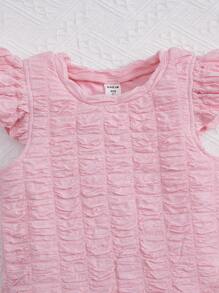 SHEIN 小女童荷葉邊T恤 - 淺粉色 - 查看 4