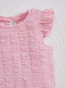 SHEIN 小女童荷葉邊T恤 - 淺粉色 - 查看 5