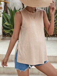 SHEIN Áo Tank & Camis Bà bầu Chia màu trơn Giải trí - Màu be - Xem 3