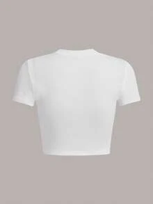 SHEIN ICON 人物和字母圖案短款T恤 - 白色 - 查看 3