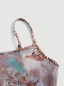 SHEIN MOD Angel Print Lettuce Trim Cami Top - Multicolor - View 4