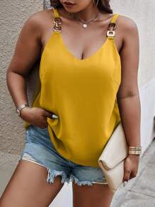 Calvaya 大碼鏈條細節吊帶上衣 - 黃色 - 查看 3