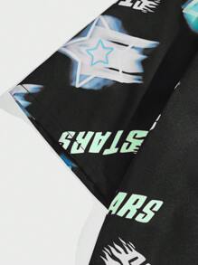 ROMWE MEN Street Life Guys Letter Graphic Shirt - Black - View 4