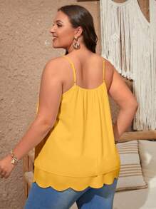 SHEIN LUNE 大碼貝殼邊吊帶上衣 - 黃色 - 查看 2