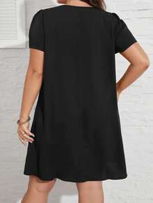SHEIN Clasi Vestido de cuello con abertura de ojo de manga farol - Negro - Ver 2