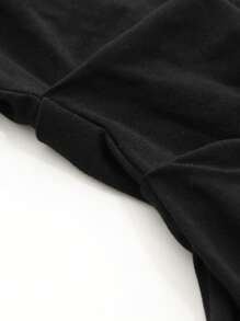 DAZY Áo thun nữ Chia màu trơn Giải trí - màu đen - Xem 4