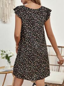 SHEIN Maternidad Vestido con estampado floral ribete con fruncido - Multicolor - Ver 2