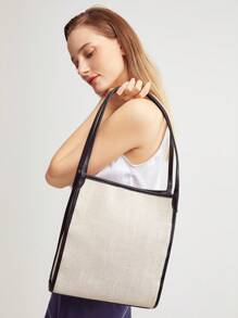 MOTF PREMIUM 對比粘膠纖維手提包 - 米色 - 查看 1