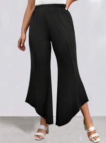 SHEIN Clasi Pantalones acampanados unicolor - Negro - Ver 5