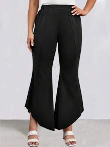SHEIN Clasi Pantalones acampanados unicolor - Negro - Ver 6