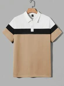 Manfinity RebelGame Men Colour Block Polo Shirt - Khaki - View 1