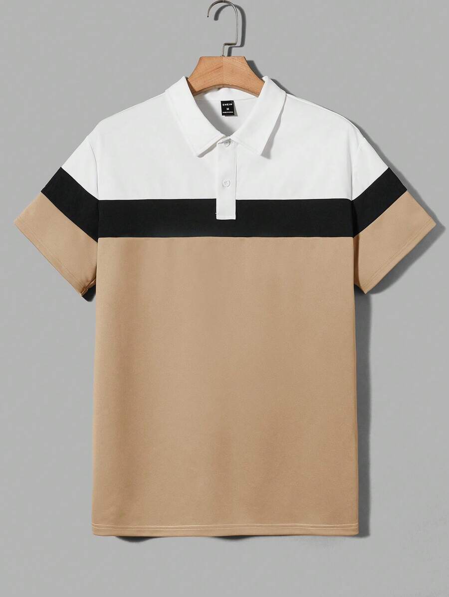 Manfinity RebelGame Men Colour Block Polo Shirt - Khaki - View 1