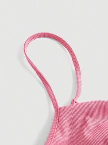 SHEIN MOD 素色胸部褶皺吊帶上衣 - 粉色 - 查看 3