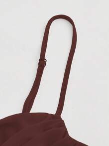 SHEIN MOD Top de tirantes unicolor fruncido - Marrón Chocolate - Ver 4