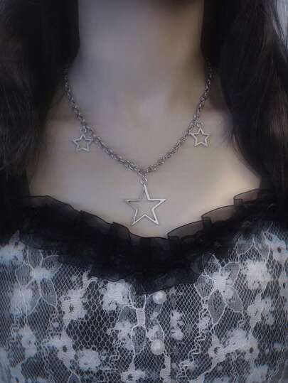 Grunge Punk 1pc Fashion Iron Alloy Star Charm Necklace For Women For Daily Decoration