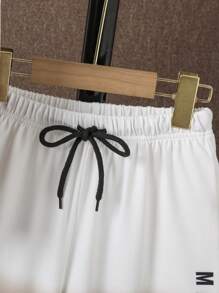 SHEIN Vacaura Tween Boy Letter Graphic Ombre Contrast Trim Tee & Drawstring Waist Shorts - Multicolor - View 2