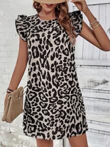 SHEIN LUNE Đầm Lộ Lưng Xù Buộc lại In hoa Báo Giải trí - Nhiều màu - Xem 2