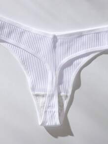 Shein Underwear&Sleepwear Basics 5 paquetes de tangas de punto acanalado con detalles de parches con letras sexy