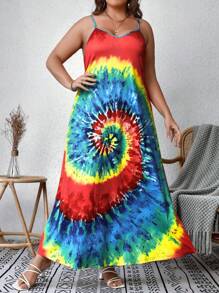 SHEIN VCAY Plus Tie Dye Cami Dress - Multicolor - View 7