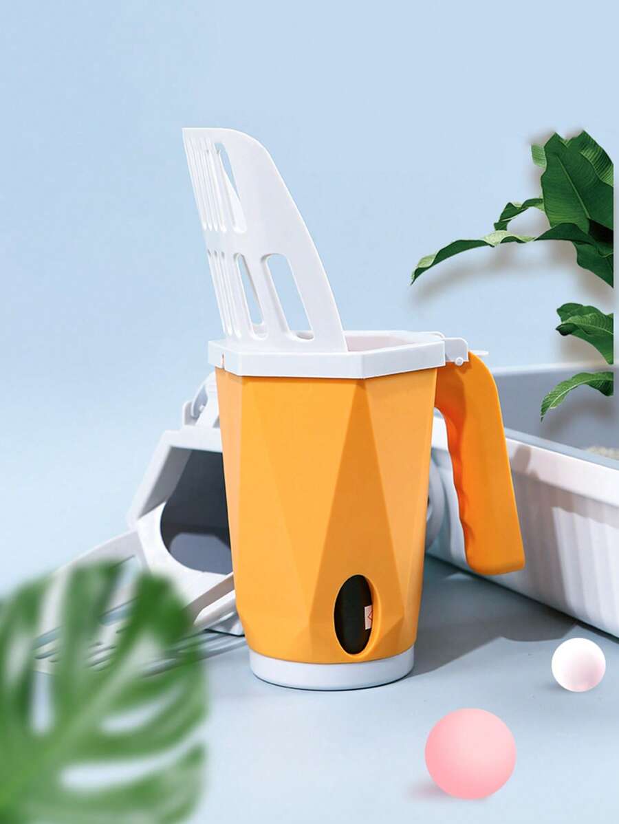 Self-Cleaning Cat Litter Shovel Scoop Filter Clean Toilet Garbage Picker - Orange - View 1