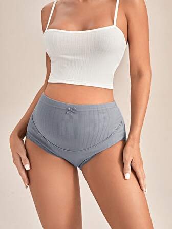 Moonlight & Mama Maternity Rib Lace Trim Panty Lingerie For Mother