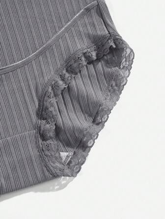 SHEIN Gravid Ribb Spets Trim Trosa Underkläder För Mamma