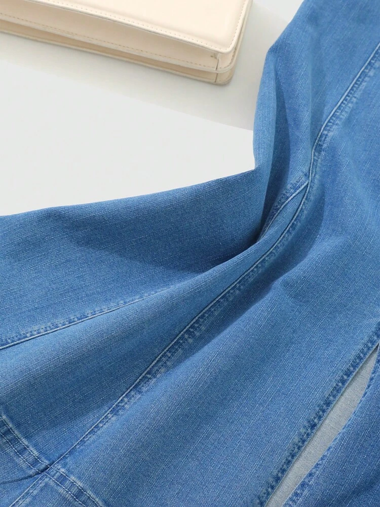 DAZY Mermaid Hem Denim Skirt - Medium Wash - View 9