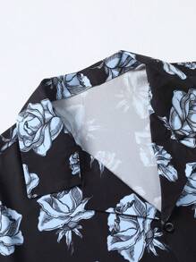 Manfinity Homme 男士大码印花襯衫不帶T恤 - 黑色 - 查看 5