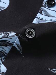 Manfinity Homme 男士大码印花襯衫不帶T恤 - 黑色 - 查看 6