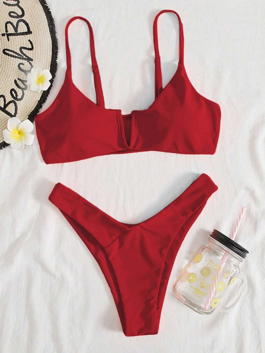 SHEIN Swim Summer Beach Cut-Out High Cut Bikini Set