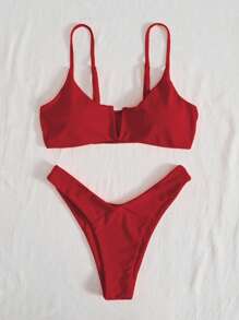 SHEIN Swim Summer Beach Cut-Out High Cut Bikini Set