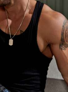 Manfinity Homme Men Solid Ribbed Knit Tank Top Sleeveless Plain Black Tank Top - Black - View 3