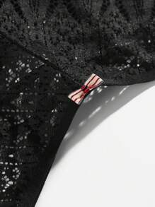 镂空蕾丝内裤性感内衣 - 黑色 - 查看 4