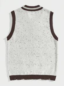 ROMWE MEN Prep 男士字母板球毛衣背心 - 灰色 - 查看 2