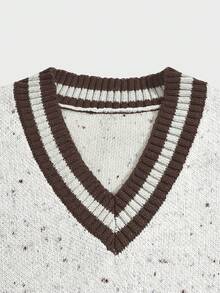 ROMWE MEN Prep 男士字母板球毛衣背心 - 灰色 - 查看 3