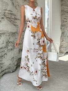 SHEIN Clasi 環鏈印花洋裝 - 黃色 - 查看 1