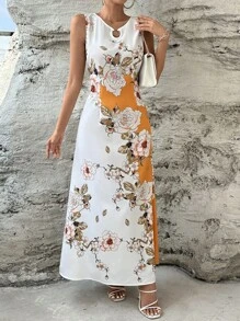 SHEIN Clasi 環鏈印花洋裝 - 黃色 - 查看 4