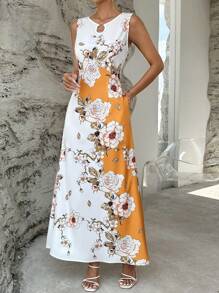 SHEIN Clasi 環鏈印花洋裝 - 黃色 - 查看 6