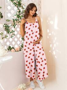 DEARCASE Bộ đồ liền thân Bà bầu Tất cả trên in Rau quả Giải trí - Hồng - Xem 1